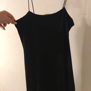 Straight Neck Black Mini Dress
